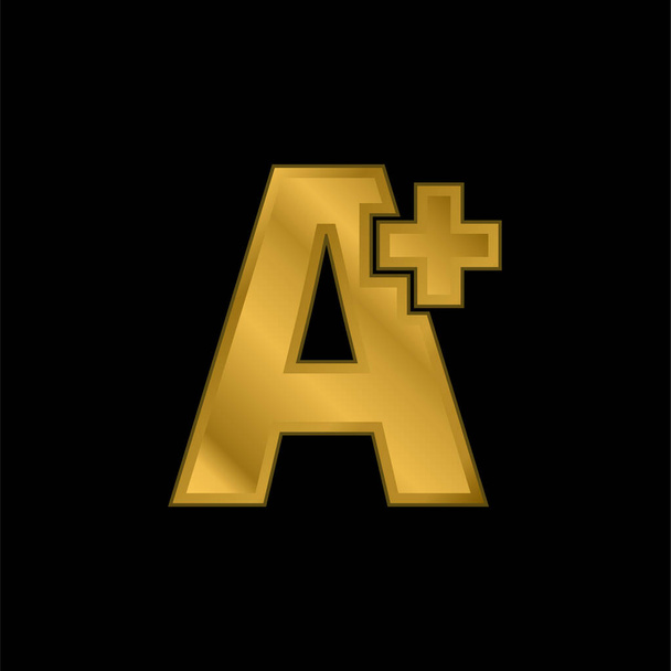 Un icono metálico chapado en oro Plus o vector de logotipo - Vector, Imagen