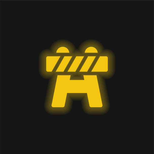 Barrier geel gloeiende neon pictogram - Vector, afbeelding