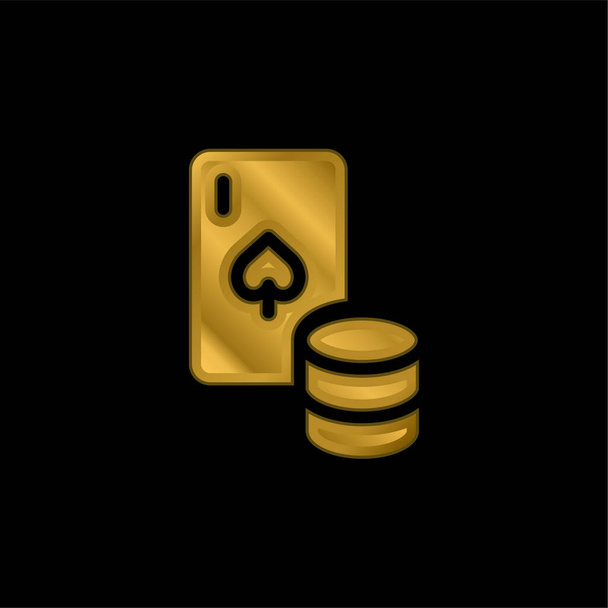 Blackjack plaqué or icône métallique ou logo vecteur - Vecteur, image