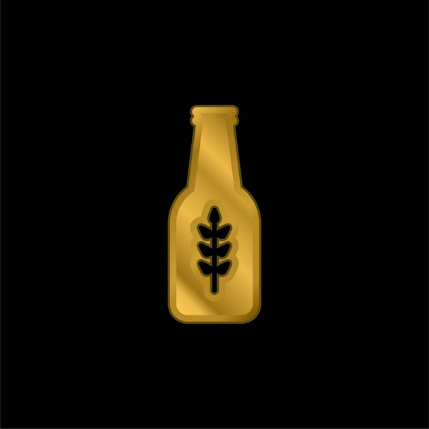 Cerveza chapado en oro icono metálico o logo vector - Vector, Imagen