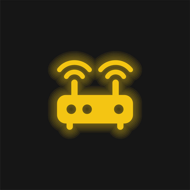 Antenna giallo incandescente icona al neon - Vettoriali, immagini