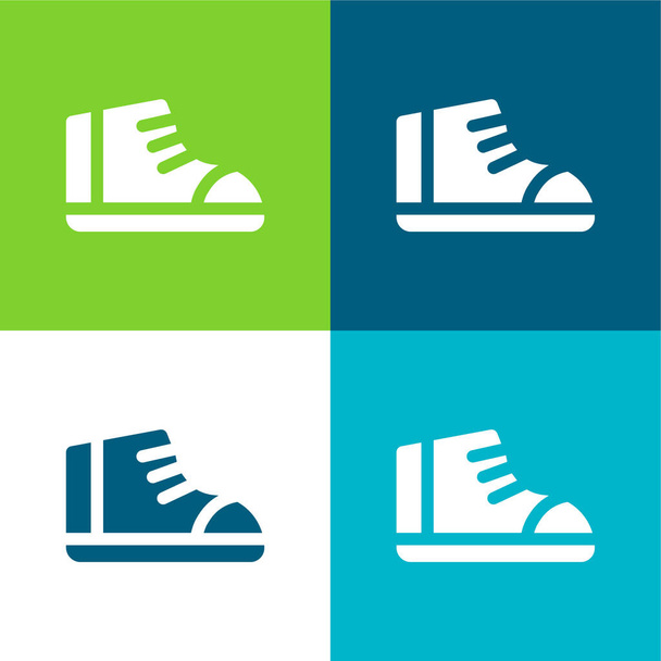Buty Płaskie cztery kolory minimalny zestaw ikon - Wektor, obraz