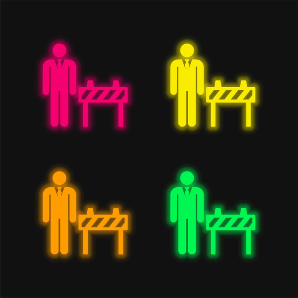 Chefe quatro cores brilhante ícone vetor de néon - Vetor, Imagem