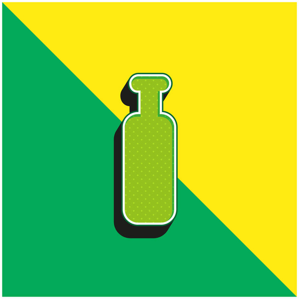 Bottle Black Silhouette Green and yellow modern 3d vector icon logo - Vector, Image