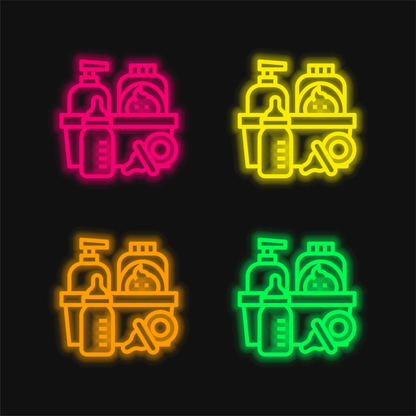 Baby Products ícone de vetor de néon brilhante de quatro cores - Vetor, Imagem