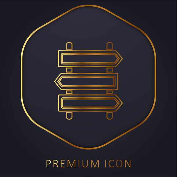 Señales de flechas agrupadas en los polos logotipo de la línea de oro premium o icono - Vector, imagen