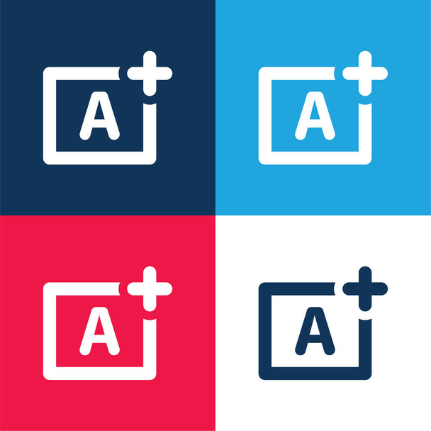 Aperture Priorita modrá a červená čtyři barvy minimální ikona nastavena - Vektor, obrázek