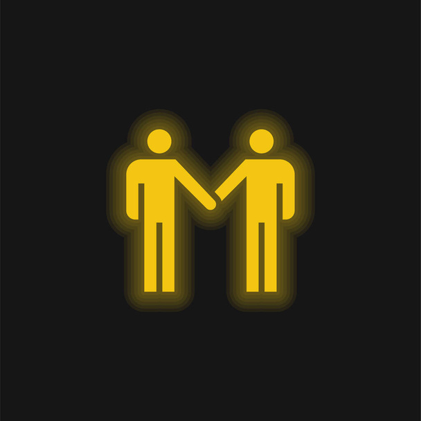 Acuerdo amarillo brillante icono de neón - Vector, Imagen