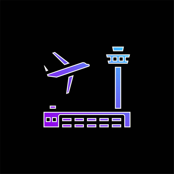 Aeroporto ícone vetor gradiente azul - Vetor, Imagem