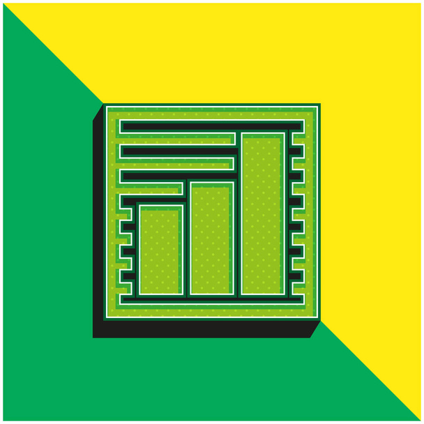 Bars Graphic Logo vectoriel 3d moderne vert et jaune - Vecteur, image