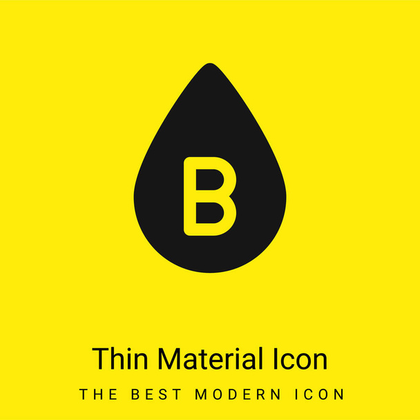 B Blood Type minimal bright yellow material icon - Vector, Image