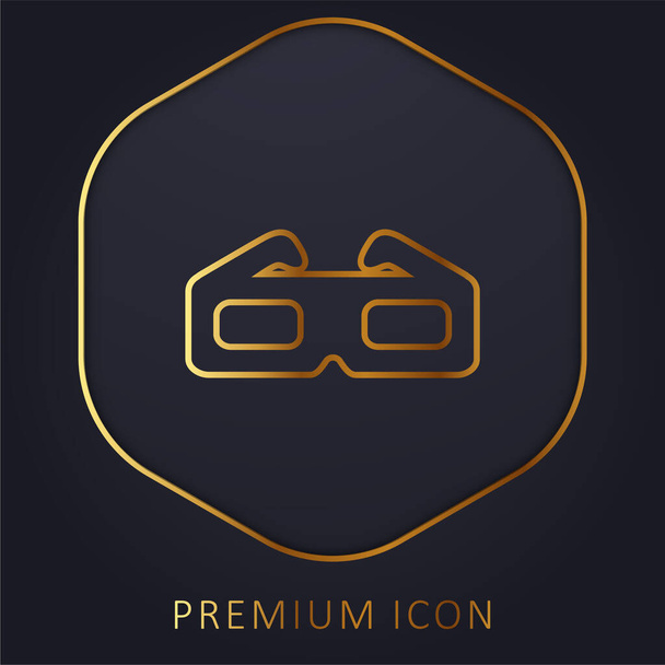 3d gafas línea de oro logotipo premium o icono - Vector, imagen