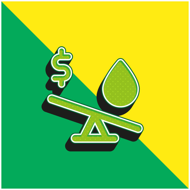 Balance Groen en geel modern 3D vector icoon logo - Vector, afbeelding