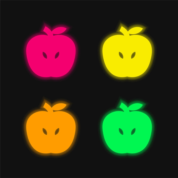 Apple Fruit чотирикольоровий світиться неоновий вектор значок
 - Вектор, зображення