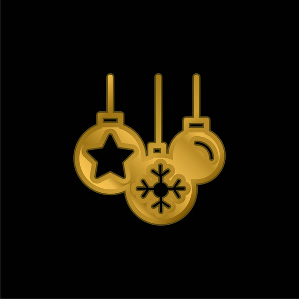 Baubles gold plated metalic icon or logo vector - Vector, Image