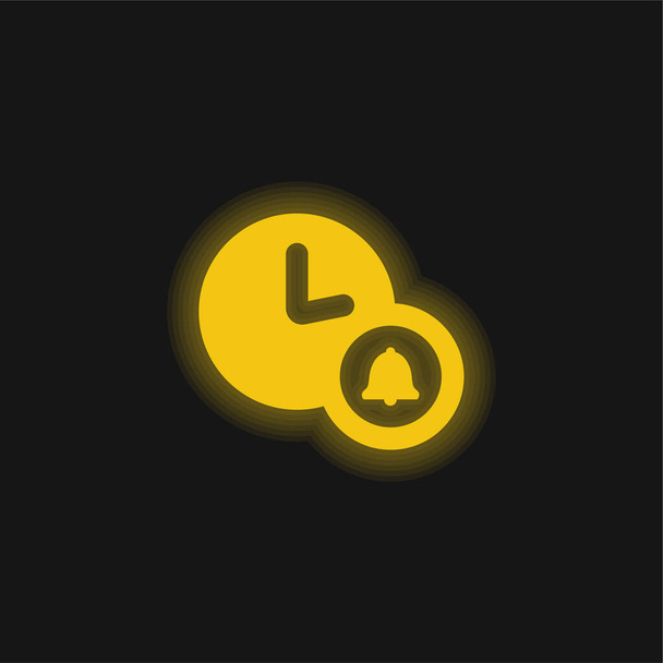 Sveglia giallo icona al neon incandescente - Vettoriali, immagini