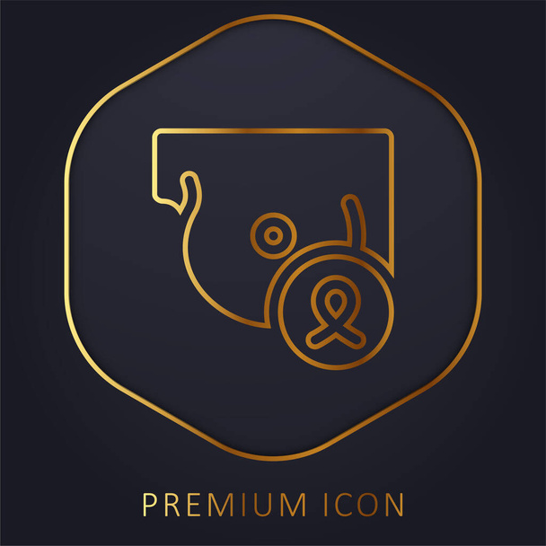 Breast golden line premium logo or icon - Vector, Image