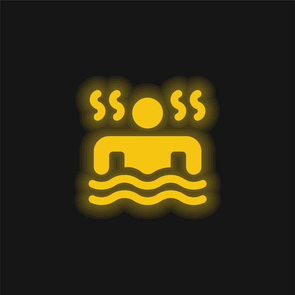 Fürdő sárga izzó neon ikon - Vektor, kép