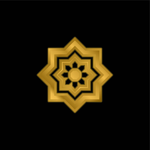 Arabic Art gold plated metalic icon or logo vector - Vector, Image