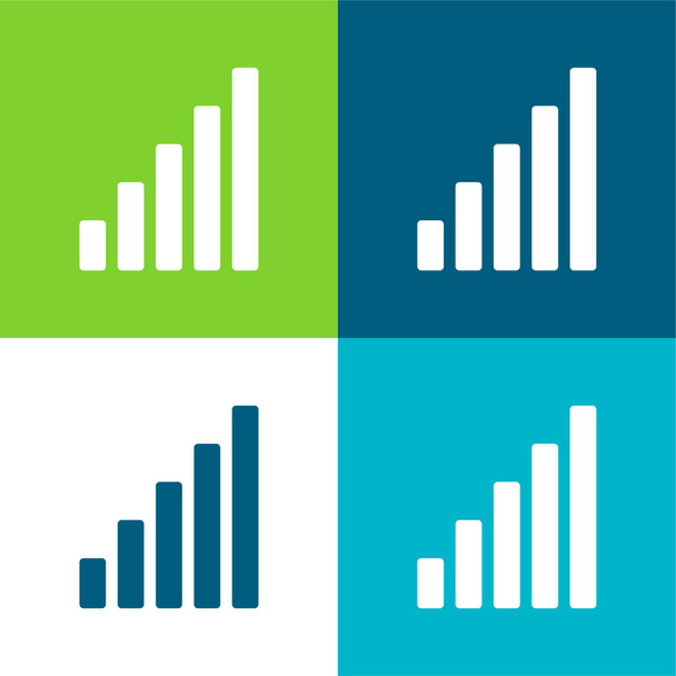 Gráfico de barras Conjunto de iconos mínimo de cuatro colores - Vector, Imagen