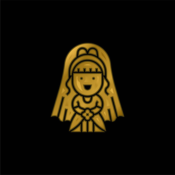 Bride gold plated metalic icon or logo vector - Vector, Image