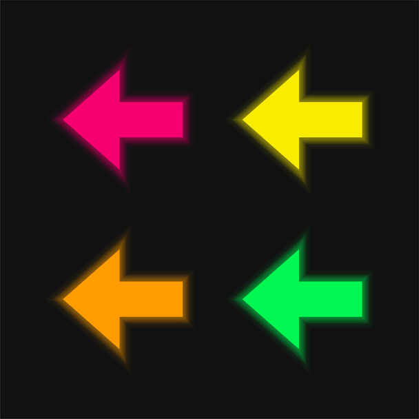 Zpět čtyři barvy zářící neonový vektor ikona - Vektor, obrázek