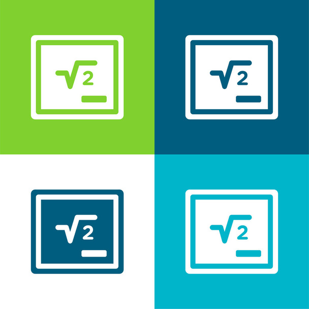 Pizarra Con Símbolo Matemático Plano de cuatro colores mínimo icono conjunto - Vector, Imagen