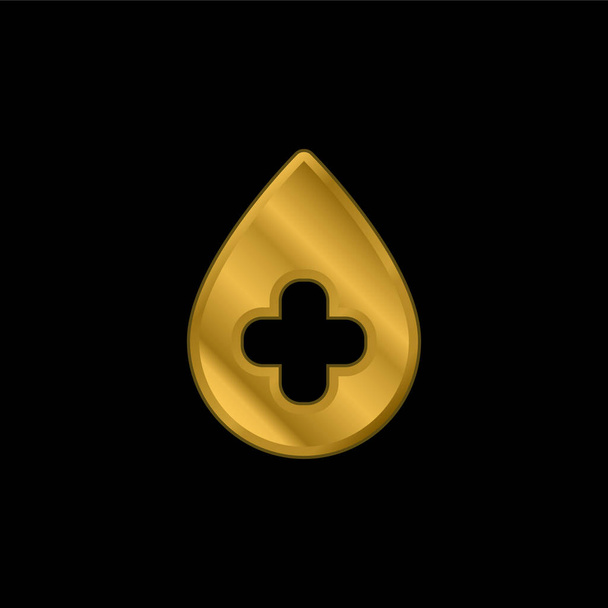 Banco de sangre chapado en oro icono metálico o logo vector - Vector, imagen