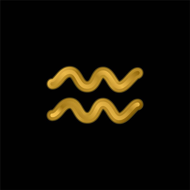 Kova burcu İşaret İşareti Simgesi Altın kaplama metalik simge veya logo vektörü - Vektör, Görsel