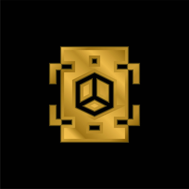 Augmented Reality gold plated metalic icon or logo vector - Vector, Image