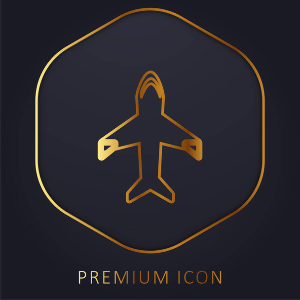 Big Plane linha dourada logotipo premium ou ícone - Vetor, Imagem