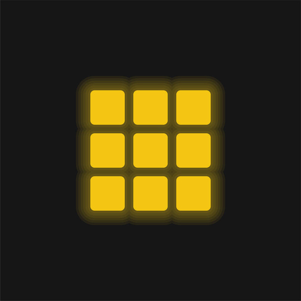 Žlutá zářící neonová ikona aplikace - Vektor, obrázek