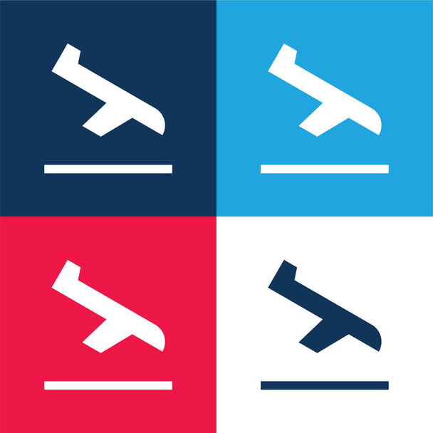 Llegada azul y rojo conjunto de iconos mínimo de cuatro colores - Vector, Imagen