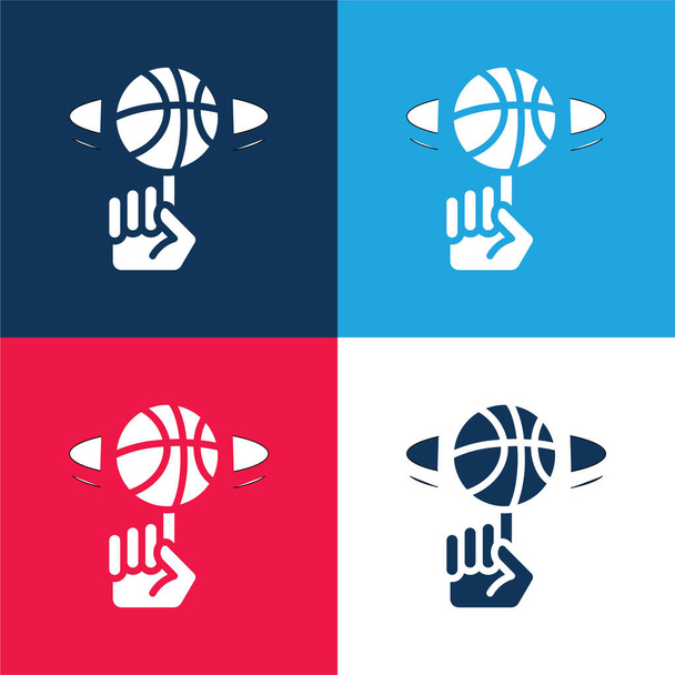 Ball blue and red four color minimal icon set - Vector, Image