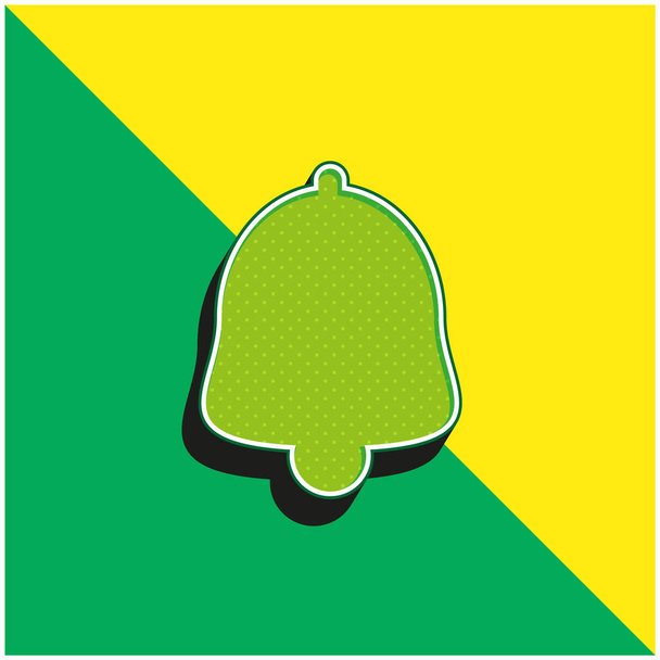 Bell Silhouette Groen en geel modern 3D vector icoon logo - Vector, afbeelding