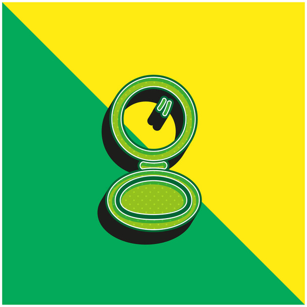 Blush Makeup Circular Opened Case Green and yellow modern 3d vector icon logo - Vector, Image