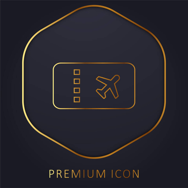 Billete de avión línea dorada logotipo premium o icono - Vector, Imagen