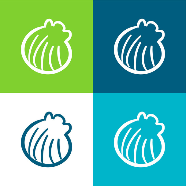 Beach Shell ręcznie rysowane Kształt płaski czterech kolorów minimalny zestaw ikon - Wektor, obraz
