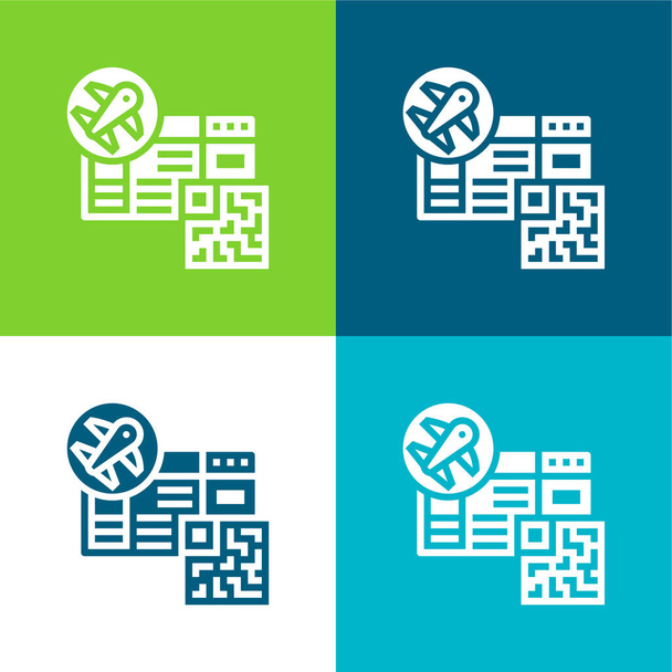 Tarjeta de embarque Conjunto de iconos mínimo de cuatro colores - Vector, imagen