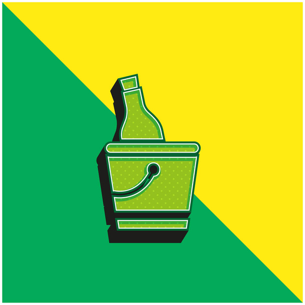 Butelka i wiadro lodu Zielone i żółte nowoczesne logo wektora 3D - Wektor, obraz