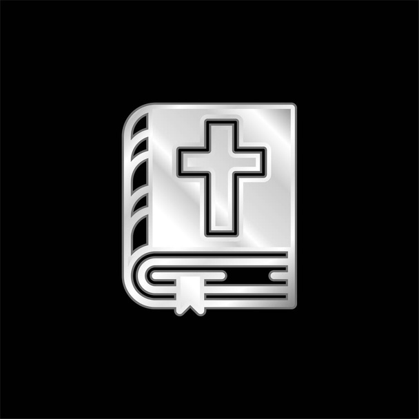 Bíblia prata banhado ícone metálico - Vetor, Imagem