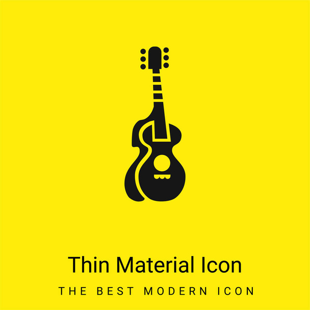 Guitarra acústica con silueta mínima icono de material amarillo brillante - Vector, imagen