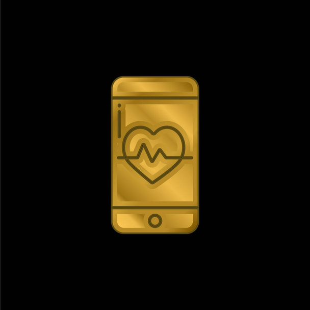 App gold plated metalic icon or logo vector - Vector, Image