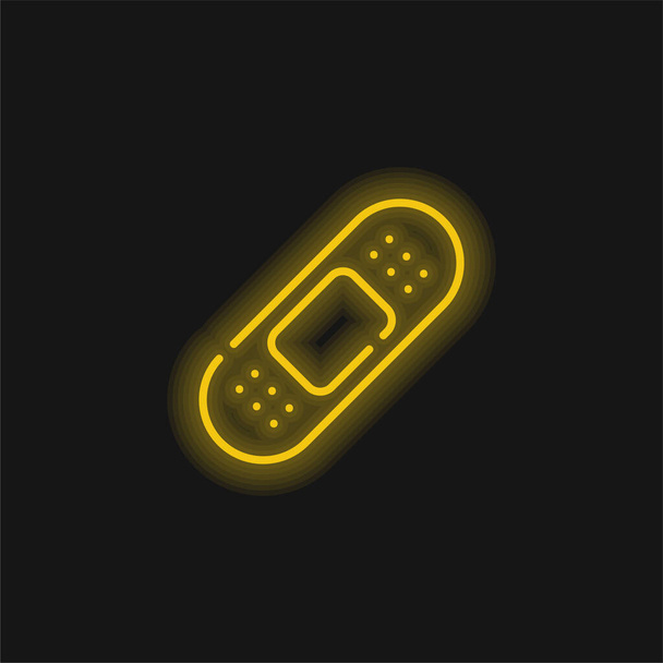 Band Aid yellow glowing neon icon - Vector, Image