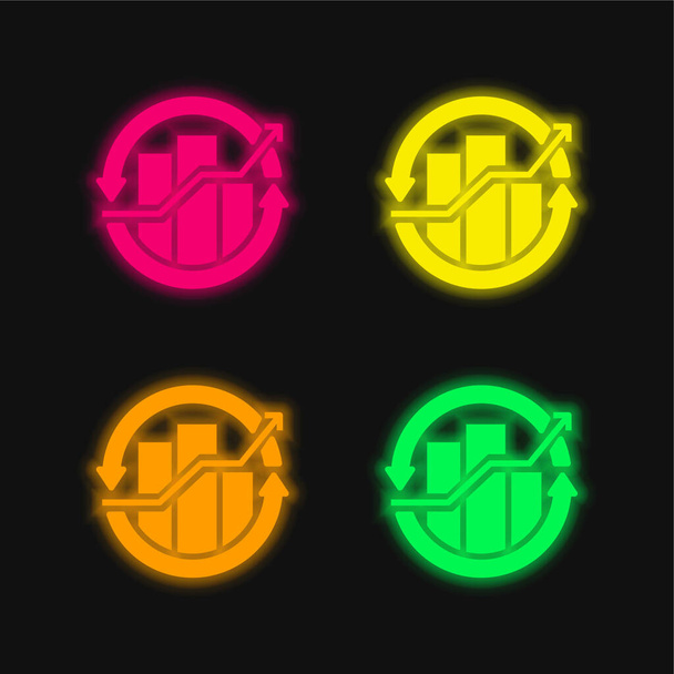 Διάγραμμα τεσσάρων χρωμάτων λαμπερό εικονίδιο διάνυσμα νέον - Διάνυσμα, εικόνα