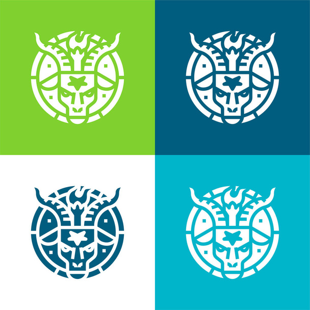 Baphomet Set di icone minime piatte a quattro colori - Vettoriali, immagini