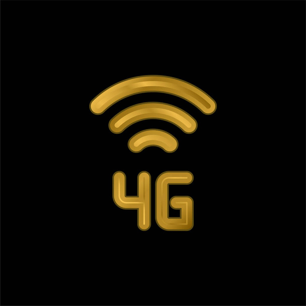 4g gold plated metalic icon or logo vector - Vector, Image