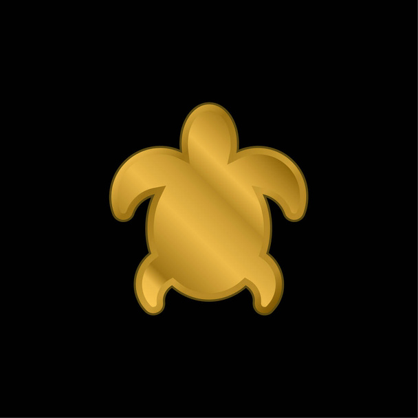 Big Turtle gold plated metalic icon or logo vector - Vector, Image