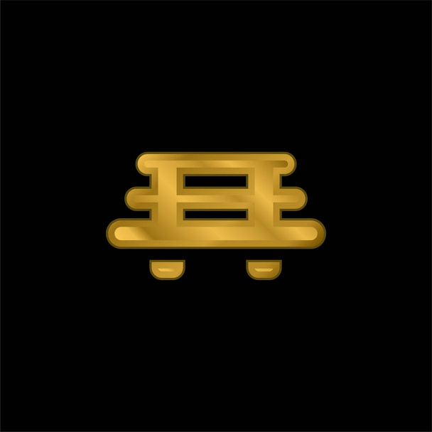 Banco chapado en oro icono metálico o logo vector - Vector, imagen