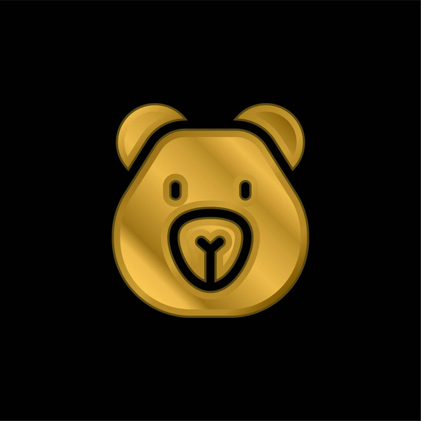 Oso chapado en oro icono metálico o logo vector - Vector, Imagen